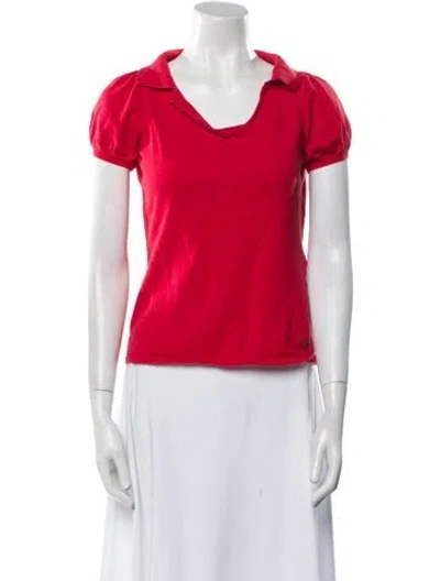 Pre-owned Carolina Herrera Cowl Neck Short Sleeve T-shirt In Orange