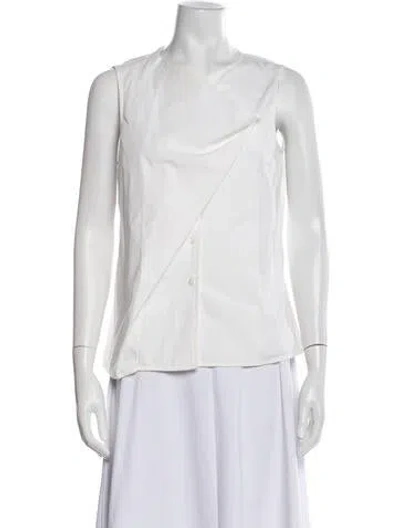 Pre-owned Carolina Herrera Cowl Neck Sleeveless Blouse In Neutral
