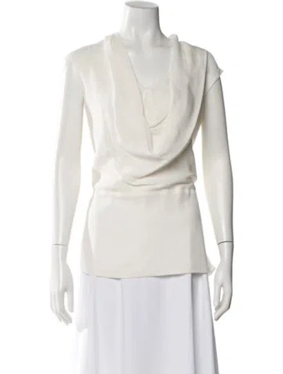 Pre-owned Carolina Herrera Cowl Neck Sleeveless Blouse In Neutral