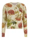 Carolina Herrera Floral Print Cardigan Sweaters And Cardigans White In Multi
