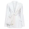 Carolina Herrera Cream Draped Pocketed Fitted Blazer In White
