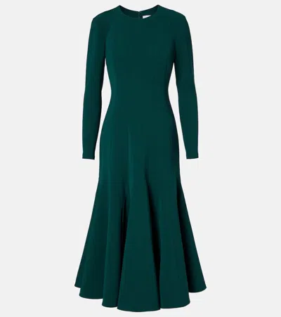 Carolina Herrera Long Sleeve Fit & Flare Dress In Green