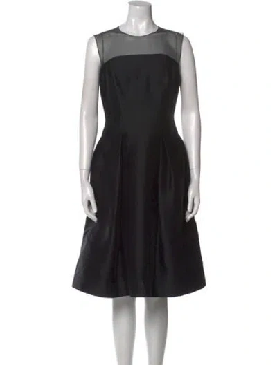 Pre-owned Carolina Herrera Crew Neck Knee-length Dress In Black