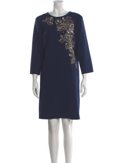 Pre-owned Carolina Herrera Crew Neck Knee-length Dress In Blue