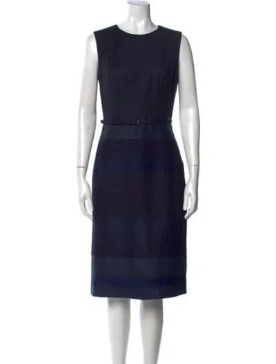 Pre-owned Carolina Herrera Crew Neck Knee-length Dress In Blue