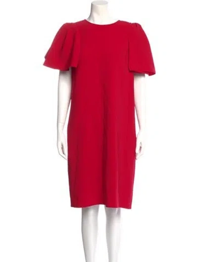Pre-owned Carolina Herrera Crew Neck Knee-length Dress In Red