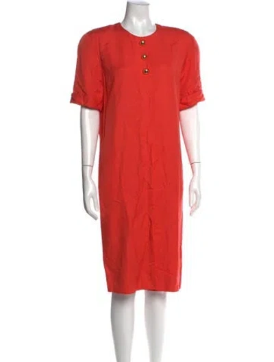 Pre-owned Carolina Herrera Crew Neck Knee-length Dress In Red