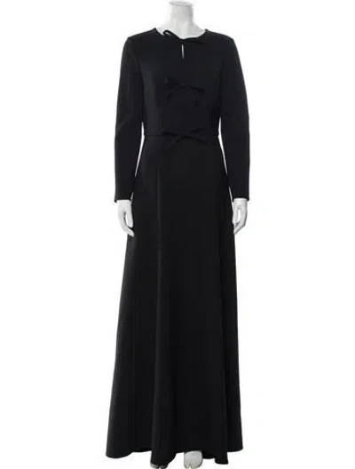Pre-owned Carolina Herrera Crew Neck Long Dress In Gray