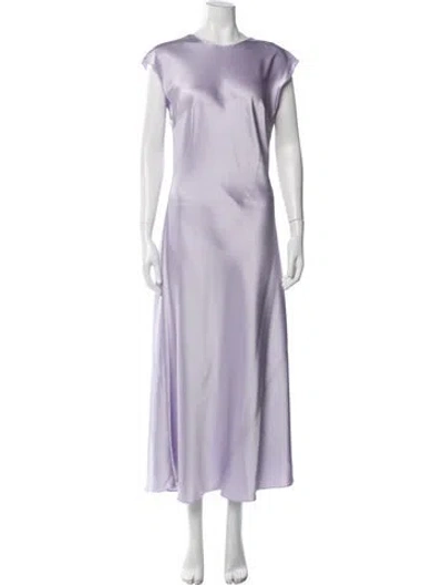 Pre-owned Carolina Herrera Crew Neck Long Dress In Purple