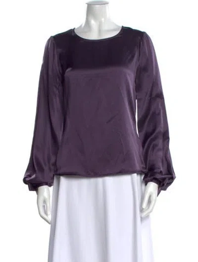 Pre-owned Carolina Herrera Crew Neck Long Sleeve Blouse In Purple