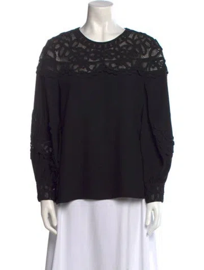Pre-owned Carolina Herrera Crew Neck Long Sleeve Blouse W/ Tags In Black