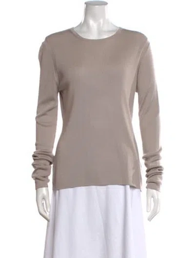 Pre-owned Carolina Herrera Crew Neck Long Sleeve Top In Gray