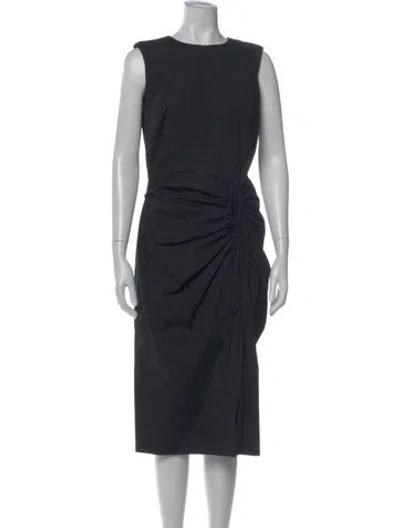 Pre-owned Carolina Herrera Crew Neck Midi Length Dress In Black