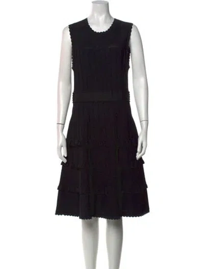 Pre-owned Carolina Herrera Crew Neck Midi Length Dress In Black