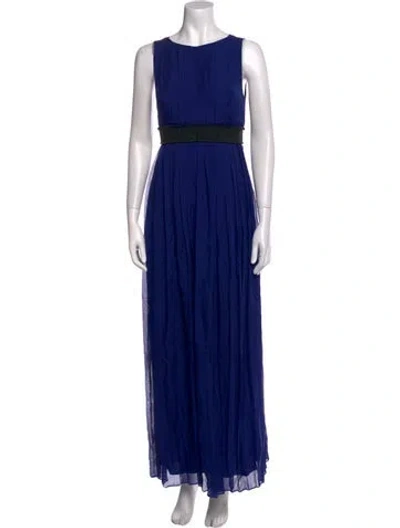 Pre-owned Carolina Herrera Crew Neck Midi Length Dress In Blue