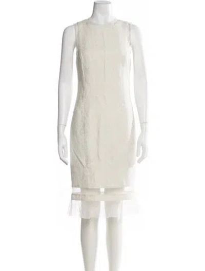 Pre-owned Carolina Herrera Crew Neck Midi Length Dress In Neutrals