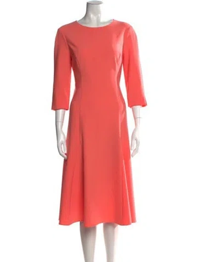 Pre-owned Carolina Herrera Crew Neck Midi Length Dress In Orange