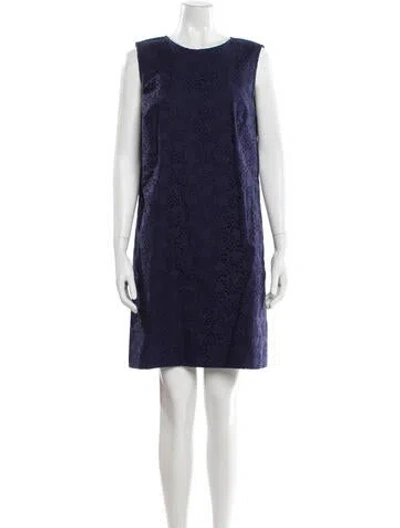 Pre-owned Carolina Herrera Crew Neck Mini Dress In Blue