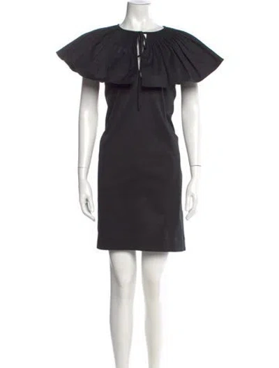Pre-owned Carolina Herrera Crew Neck Mini Dress In Gray