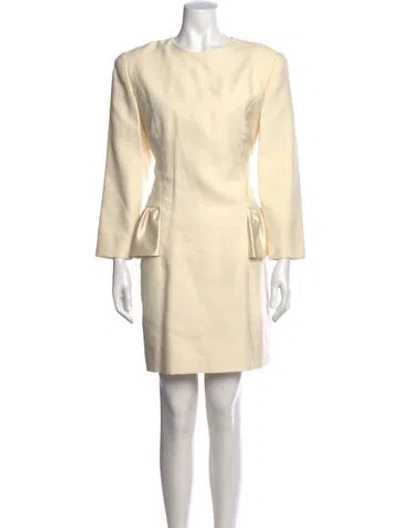 Pre-owned Carolina Herrera Crew Neck Mini Dress In Neutral