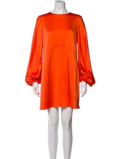 Pre-owned Carolina Herrera Crew Neck Mini Dress In Orange