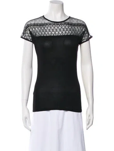 Pre-owned Carolina Herrera Crew Neck Short Sleeve Top In Black