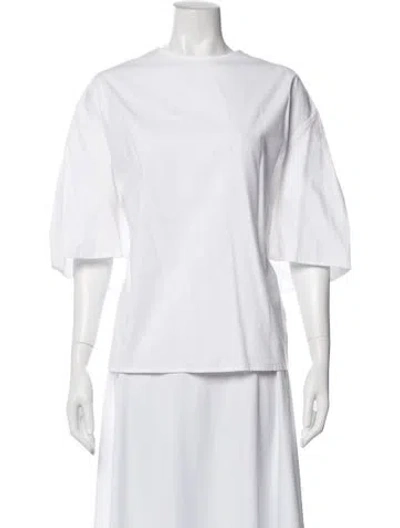 Pre-owned Carolina Herrera Crew Neck Short Sleeve Top In White