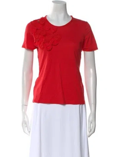 Pre-owned Carolina Herrera Crew Neck Short Sleeve T-shirt In Red