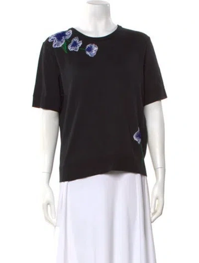 Pre-owned Carolina Herrera Crew Neck Short Sleeve T-shirt W/ Tags In Black