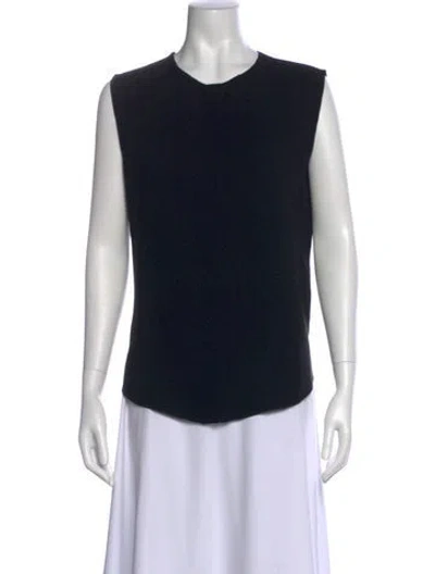 Pre-owned Carolina Herrera Crew Neck Sleeveless Top In Black