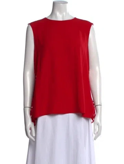 Pre-owned Carolina Herrera Crew Neck Sleeveless Top In Red