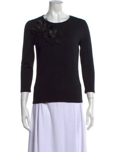 Pre-owned Carolina Herrera Crew Neck Sweater In Black
