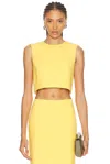 Carolina Herrera Stretch Virgin Wool Crop Top In Yellow