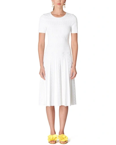 Carolina Herrera Crewneck Flare Dress In White