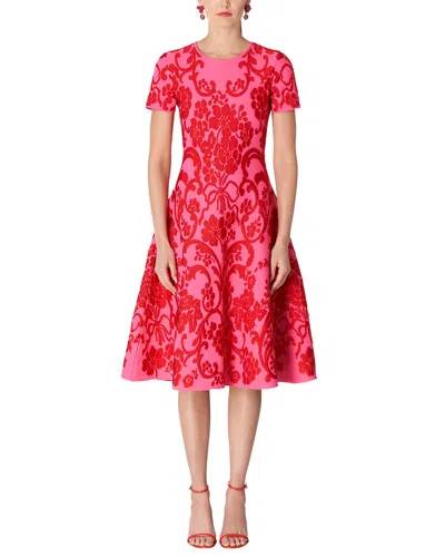 Carolina Herrera Crewneck Knit Flare Dress In Pink