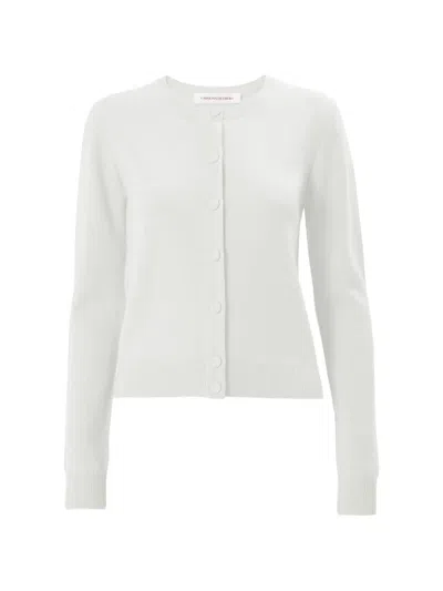 Carolina Herrera Crew-neck Long-sleeve Cardigan In White
