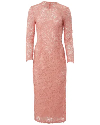 Carolina Herrera Guipure Lace Midi Dress In Coral