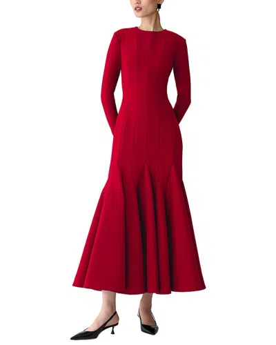 Carolina Herrera Crewneck Midi Dress In Red