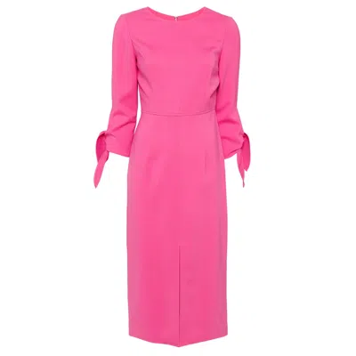 Carolina Herrera Crewneck Midi Dress With Front Slit In Pink