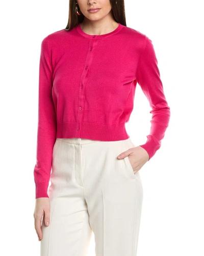 Carolina Herrera Crewneck Silk-blend Cardigan In Pink