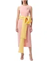 Carolina Herrera Contrast Sash Sleeveless Sheath Dress