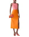 Carolina Herrera Colourblock-design Belted Midi Dress In Orange