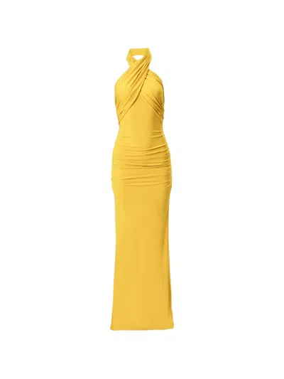 Carolina Herrera Criss-cross Halterneck Gown In Yellow