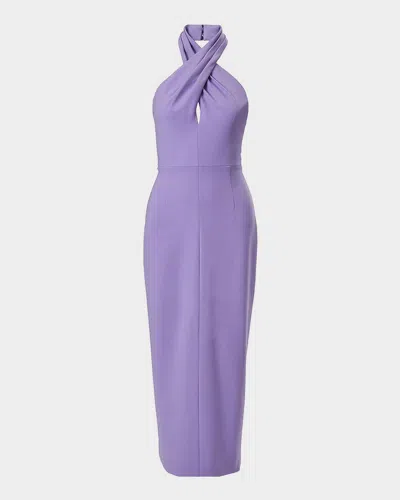 Carolina Herrera Crisscross Halter Midi Dress In Purple