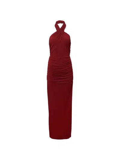 Carolina Herrera Criss-cross Halterneck Gown In Red