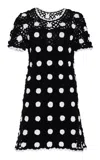 Carolina Herrera Crocheted Cotton Mini Dress In Black,white