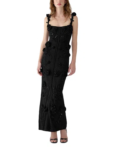 Carolina Herrera Crocheted Sequinned Gown In Black