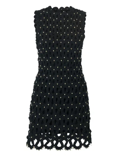 Carolina Herrera Crocheted Sleeveless Mini Dress In Black