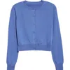 Carolina Herrera Long-sleeve Silk-cotton Crop Cardigan In Delphinium