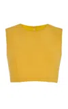 Carolina Herrera Cropped Bi-stretch Wool Tailored Top In Yellow
